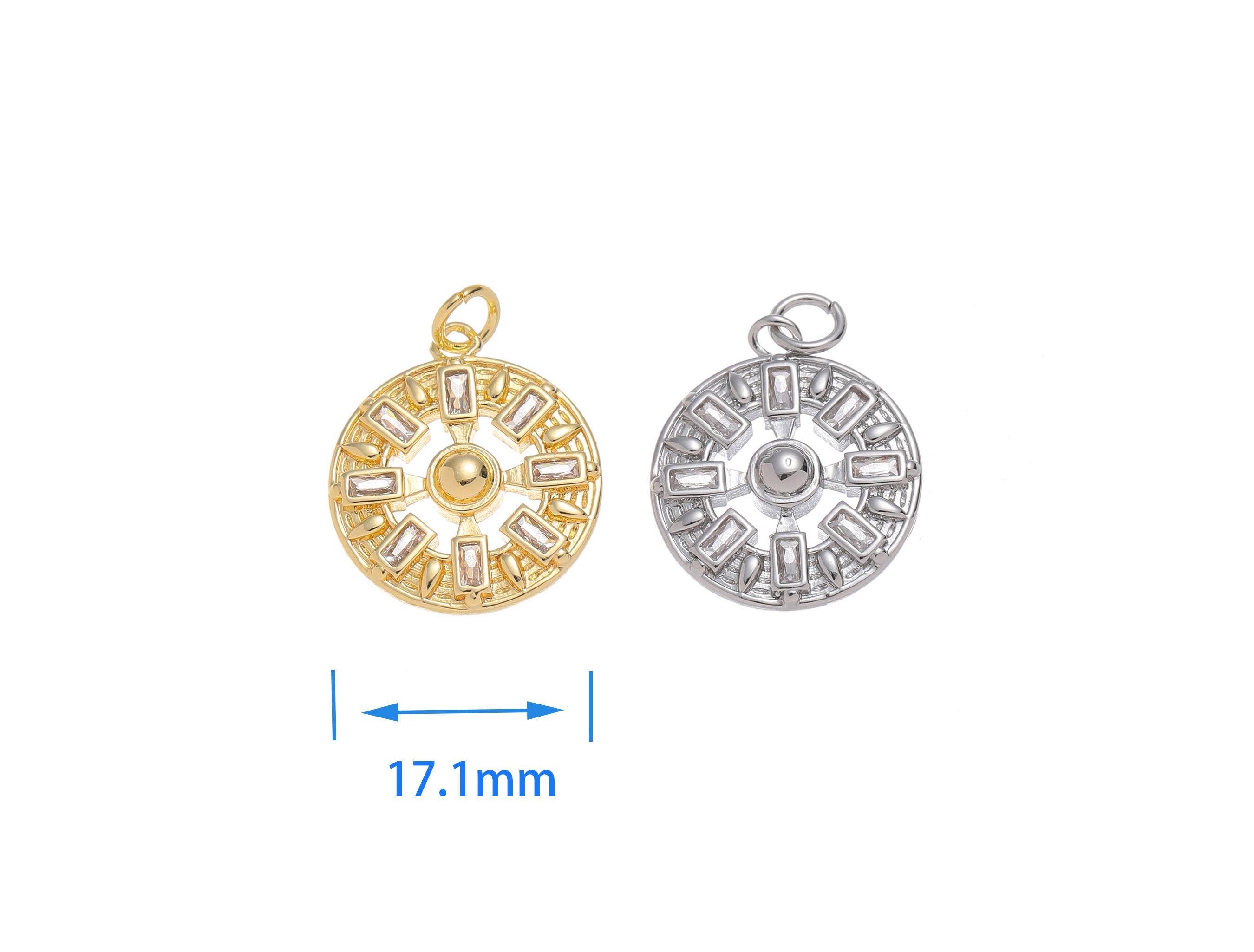 Jewel Pledge - Wholesale Individual Charm/Pendant - Gold/Silver Plated Geometric Sun Burst Medallion CPG-CPS14224