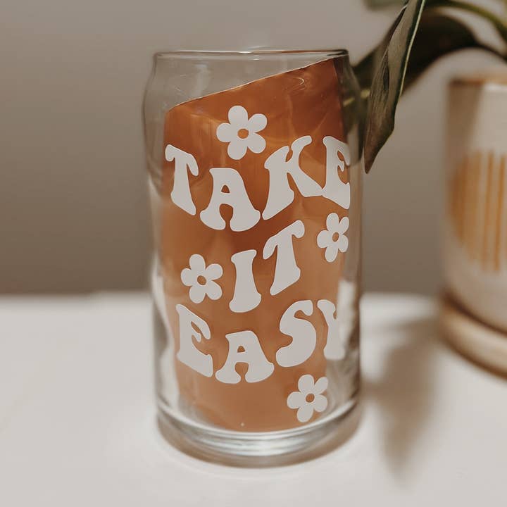 Take it Easy Glass Cup for wholesale by Nomadic Roots