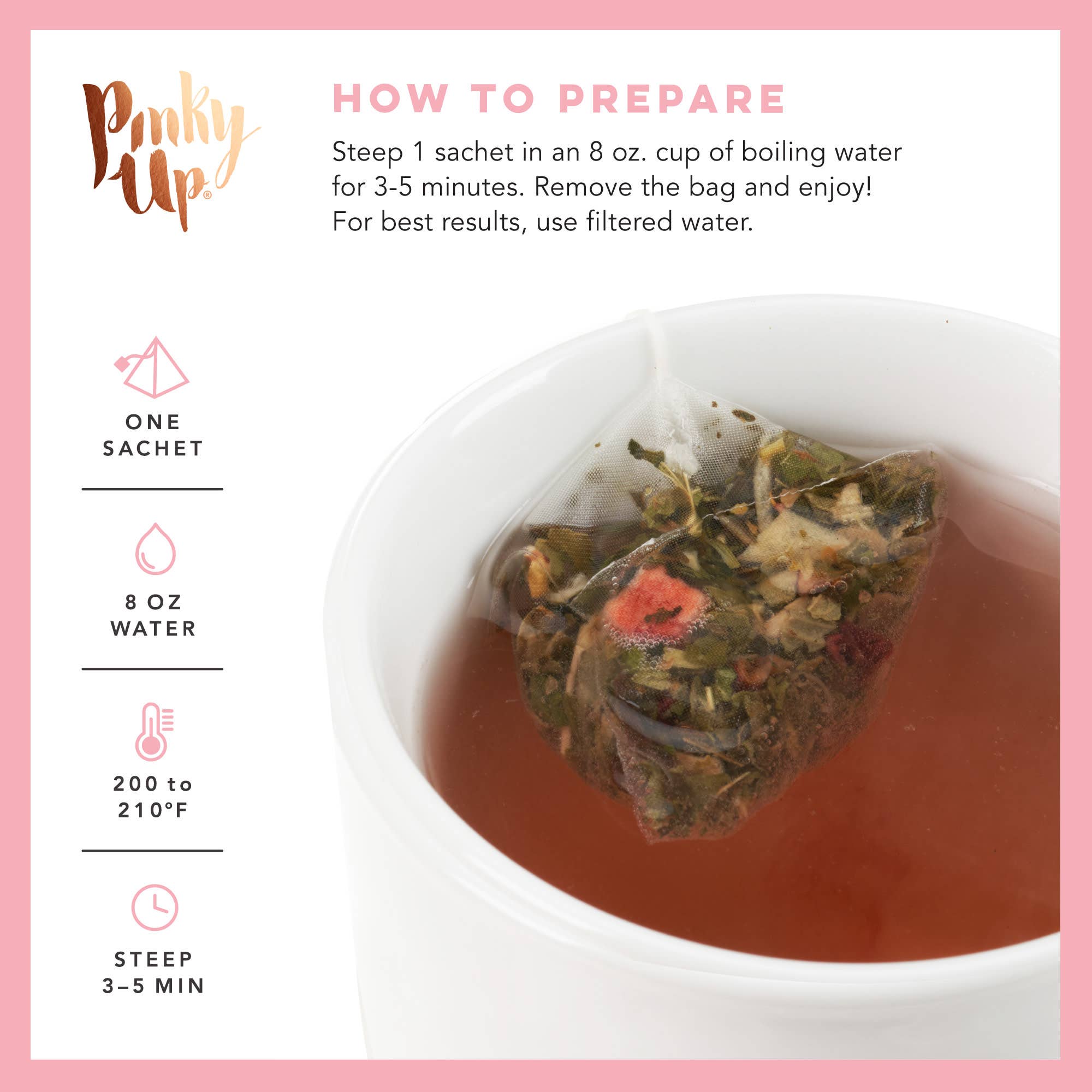 Pinky Up - Wholesale Tea Bags - Strawberry Mint Herbal Tea  15 Sachets6