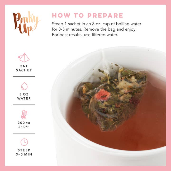 Pinky Up - Wholesale Tea Bags - Strawberry Mint Herbal Tea 15 Sachets6