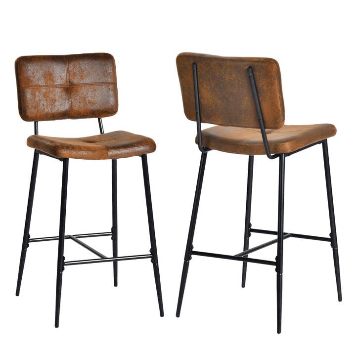 Industrial Suede Bar Stools - 26.7in Counter Height for wholesale by HOMYCASA DESIGN INC