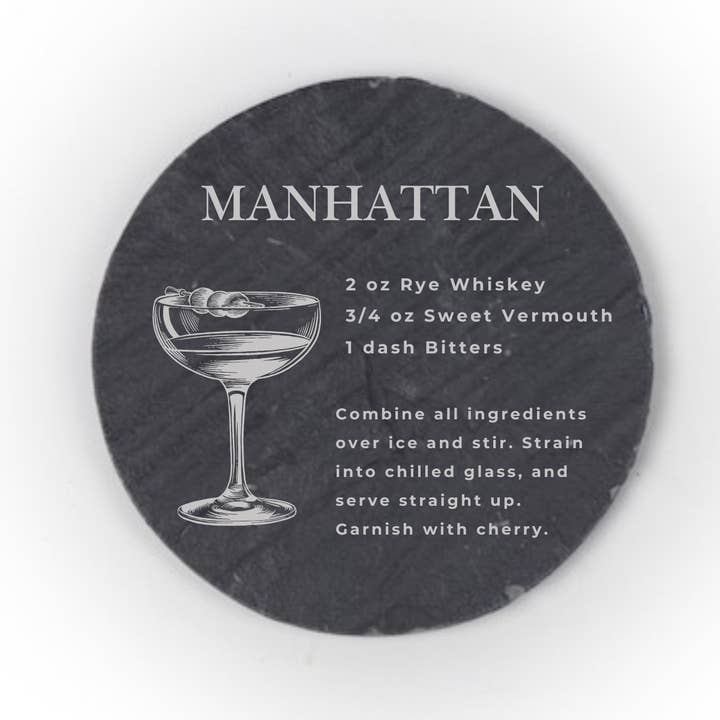 Nautically Northern - Wholesale Coasters - Classic Cocktail Recipe Coasters | Wood & Slate Bar Coasters22