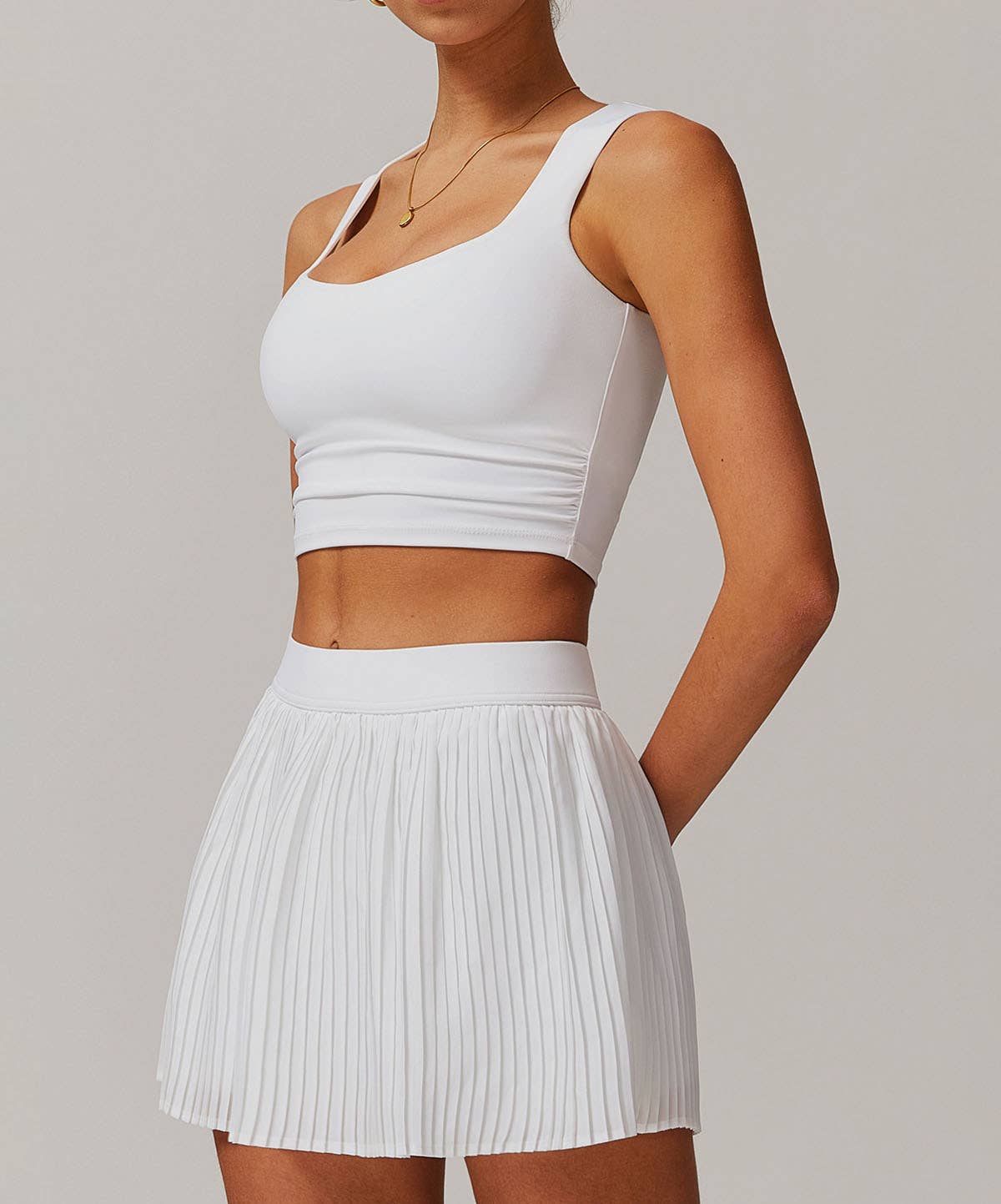 Crave by FW - Wholesale Activewear Set - Women's - Activewear Set With Tank and Accordion Pleated Skirt3