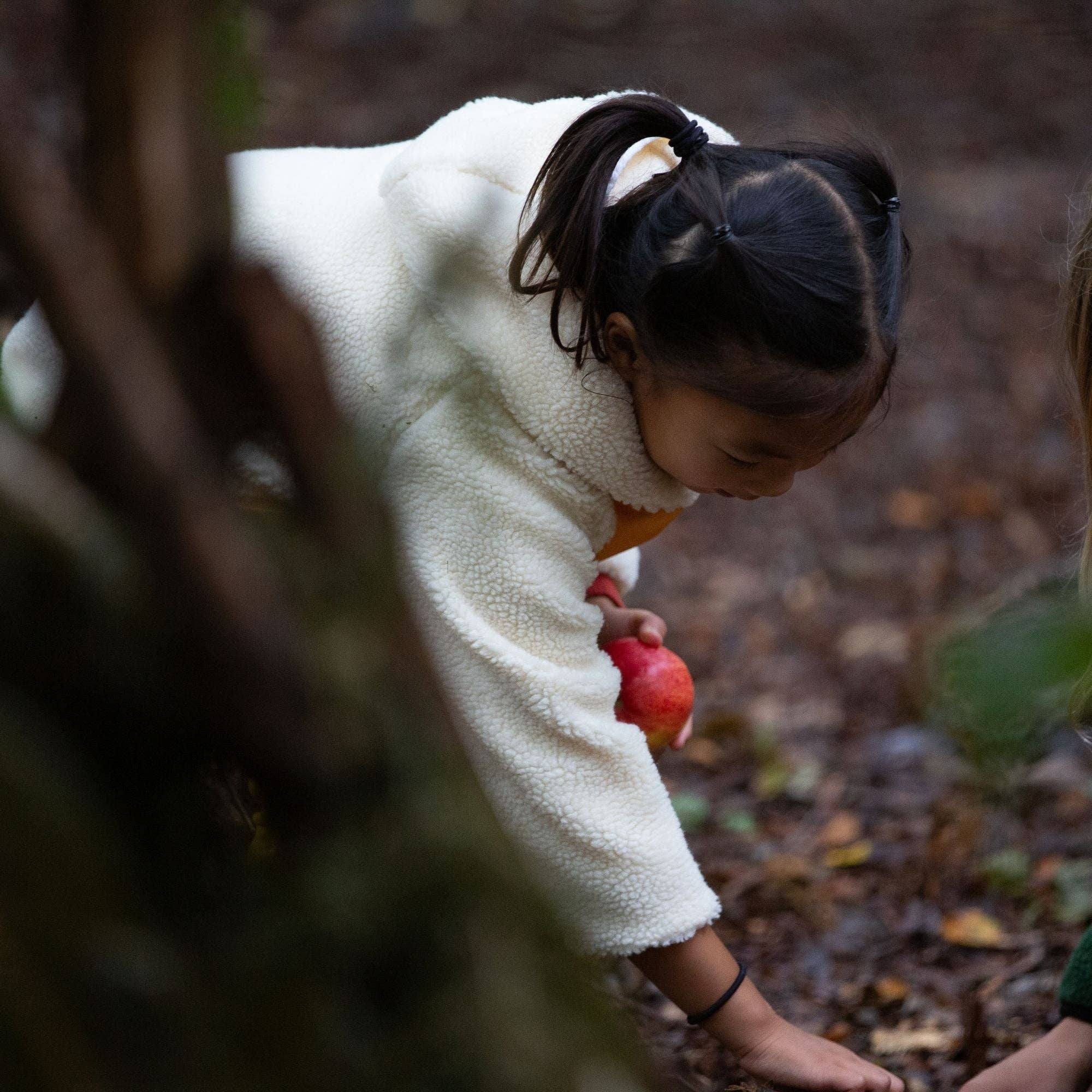 Cream Hooded Zip Up Recycled Fleece Jacket for wholesale on Faire17