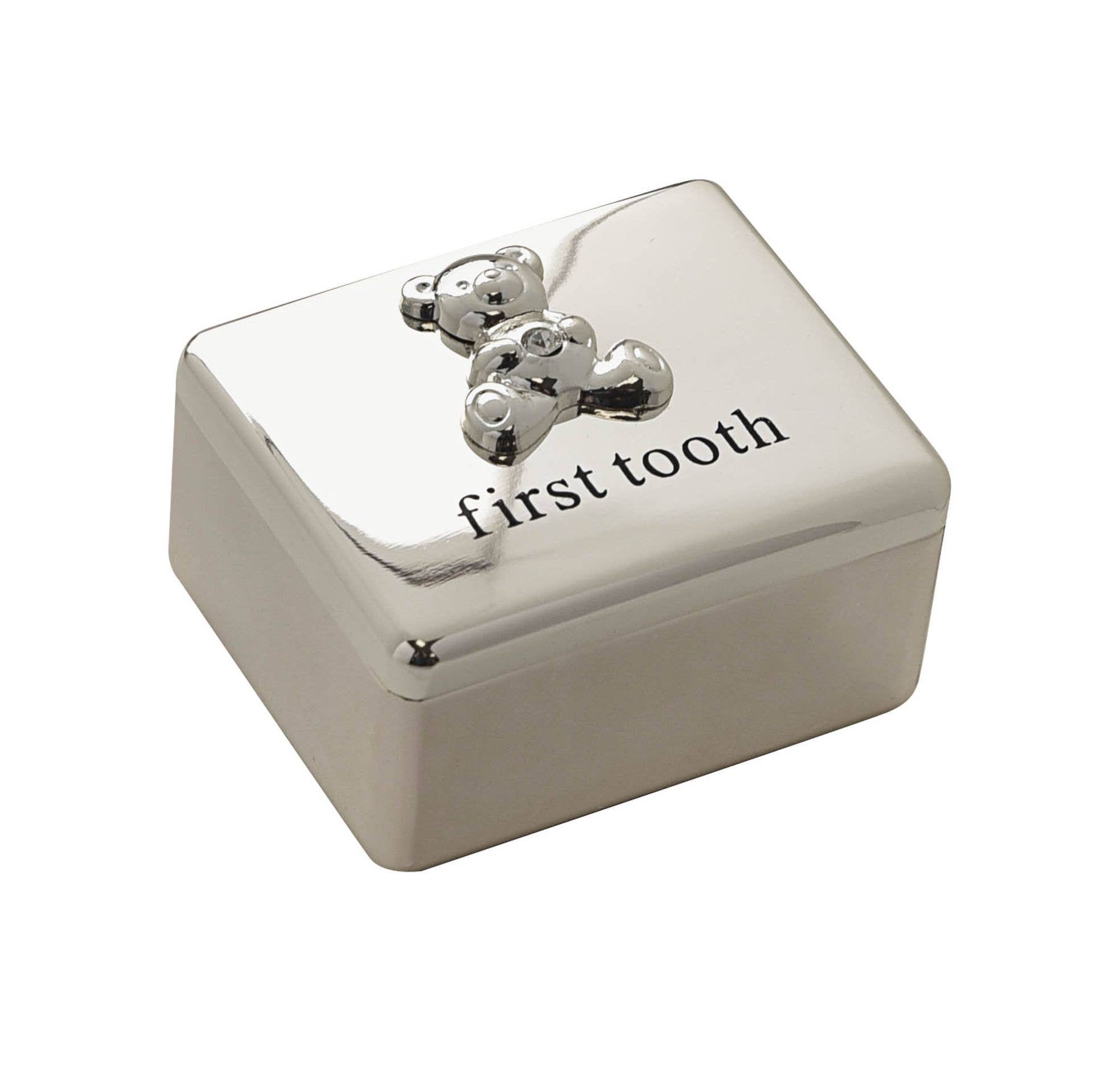 WIDDOP and Co. - Wholesale Tooth Holder - Kids - Bambino Silver Plated First Tooth Box with Teddy Icon0