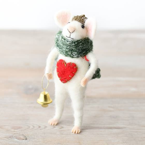 Mesa decorativa navideña de lana con forma de ratón, 12,5 cm para venta al por mayor de Gainsborough Giftware x Portland Living