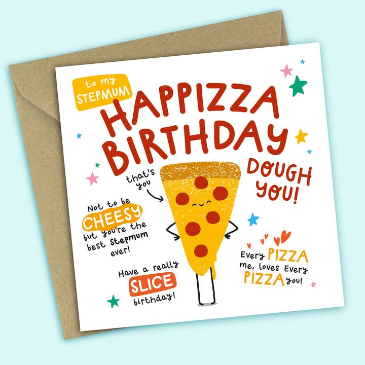 Carte d'anniversaire drôle • Happizza Birthday • Jeu de mots sur la pizza • Pour belle-maman pour la vente par Twisted Haggis