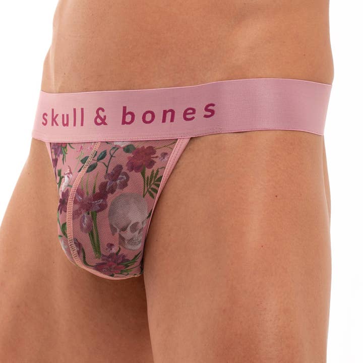 Dutch Floral Mesh Thong Pink for wholesale by Skull & Bones