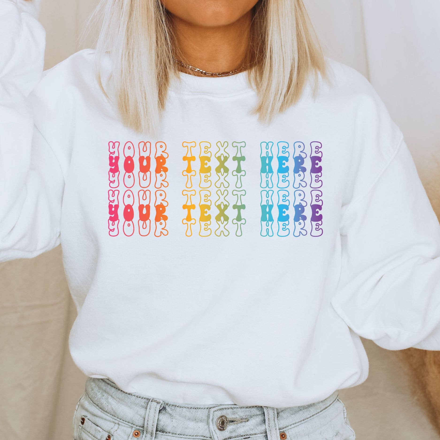 The Funnel Cake Tree - Wholesale Graphic Sweatshirt - Women's - Your Rainbow Your Way Crewneck Sweatshirt Custom1
