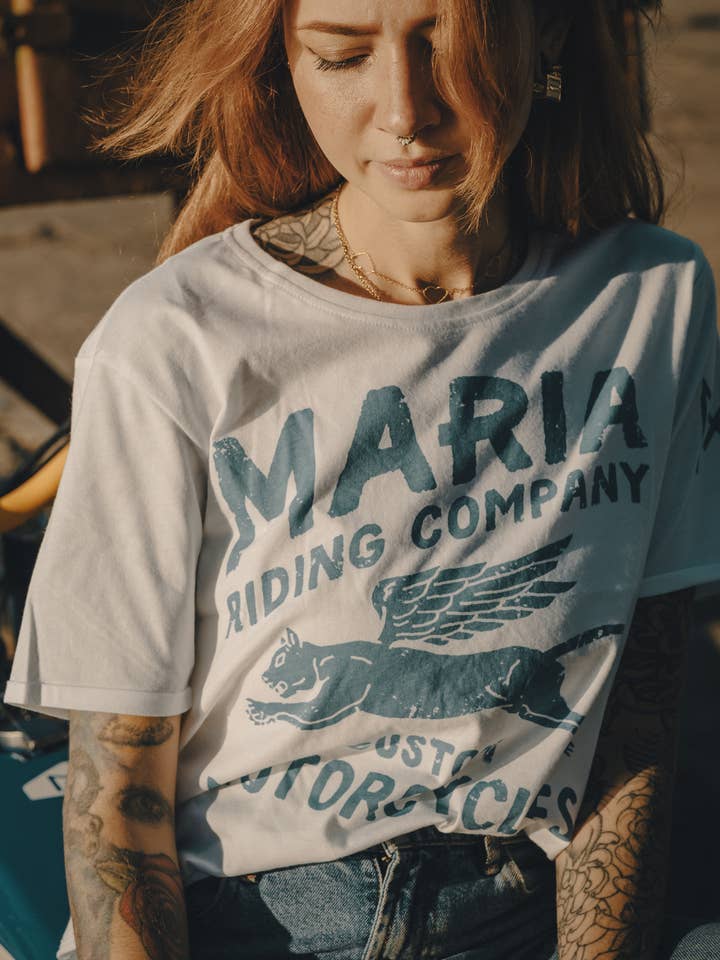 Damen-T-Shirt - Flying Panther - Weiß für den Großhandel von Maria Riding Company