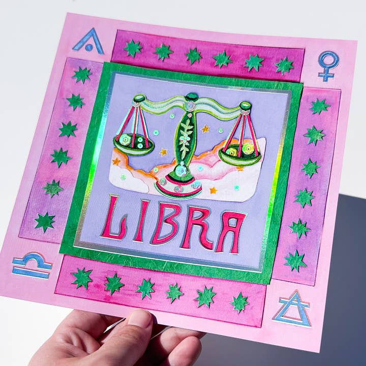Foil zodiac print- Libra for wholesale by Guided Hand Studio