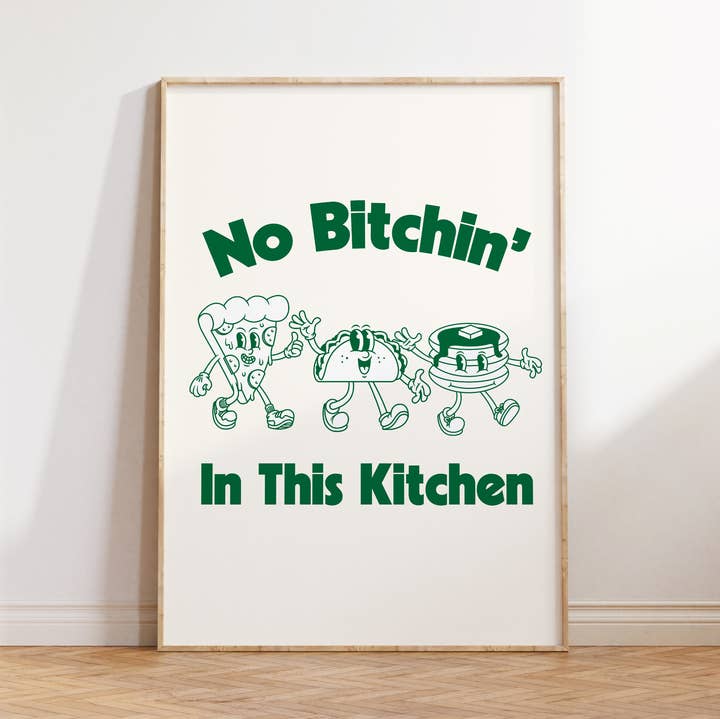 Poppermost Prints - Wholesale Art Print - No Bitchin' in this Kitchen Retro Art Print0