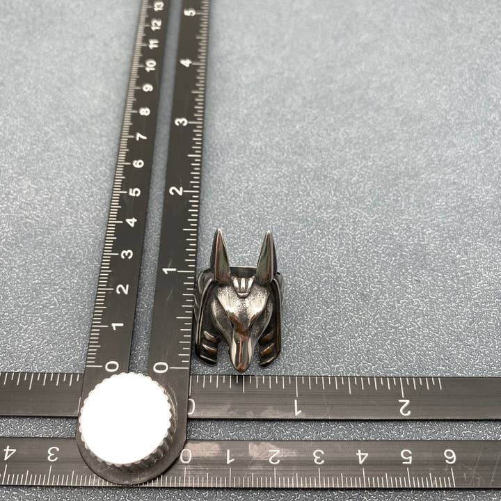 Mio Queena - Wholesale Cocktail/Statement Ring - Stainless Steel Anubis Mask Ring - MJ/MR3