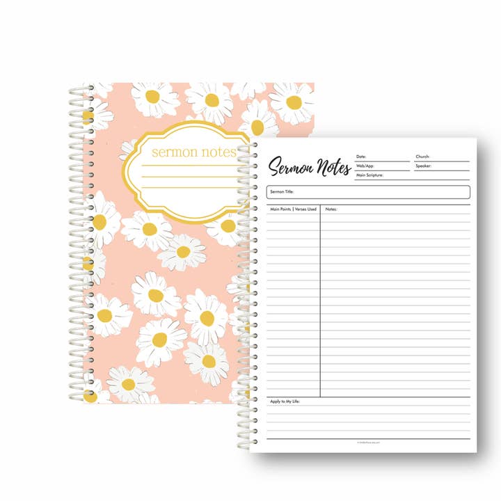 Sermon Notes Spiral-bound journal, 40 pages for wholesale by Lamp Light Journals
