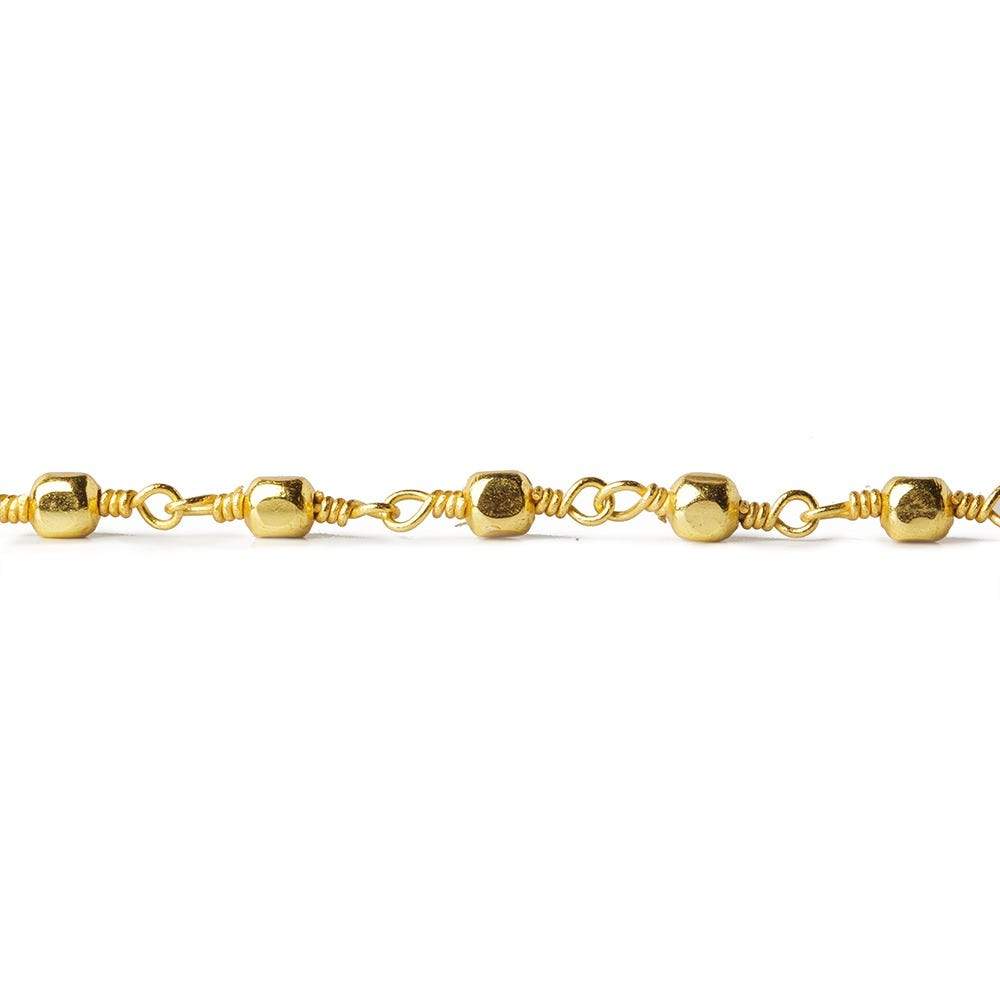Beads of Cambay - Wholesale Craft Supplies - 3mm 22kt Gold plated Shiny Cube Gold plated Chain by the foot1