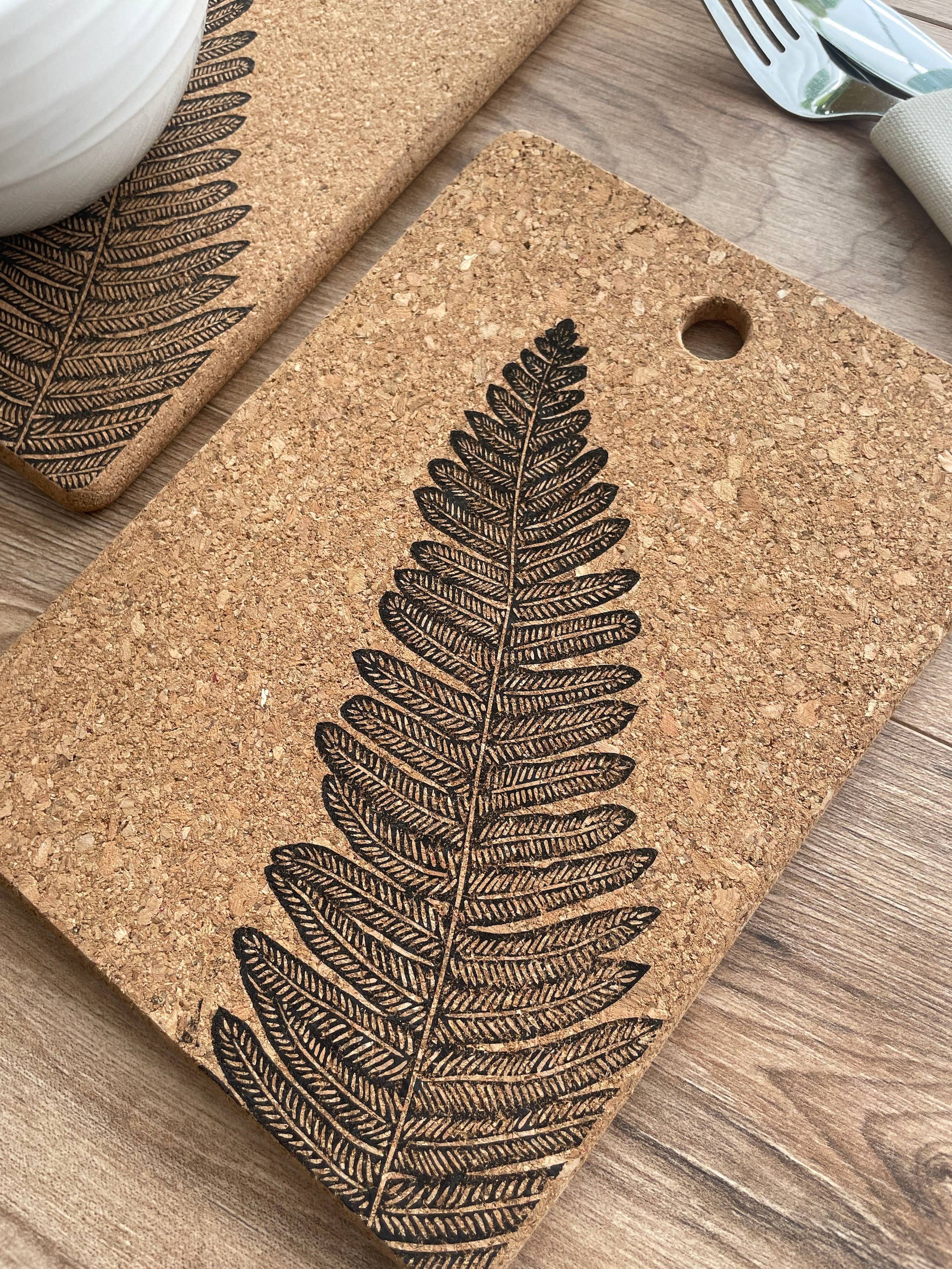 Jackdaw and Bear - Wholesale Trivet - Fern linocut Cork Pot stand / Trivet6