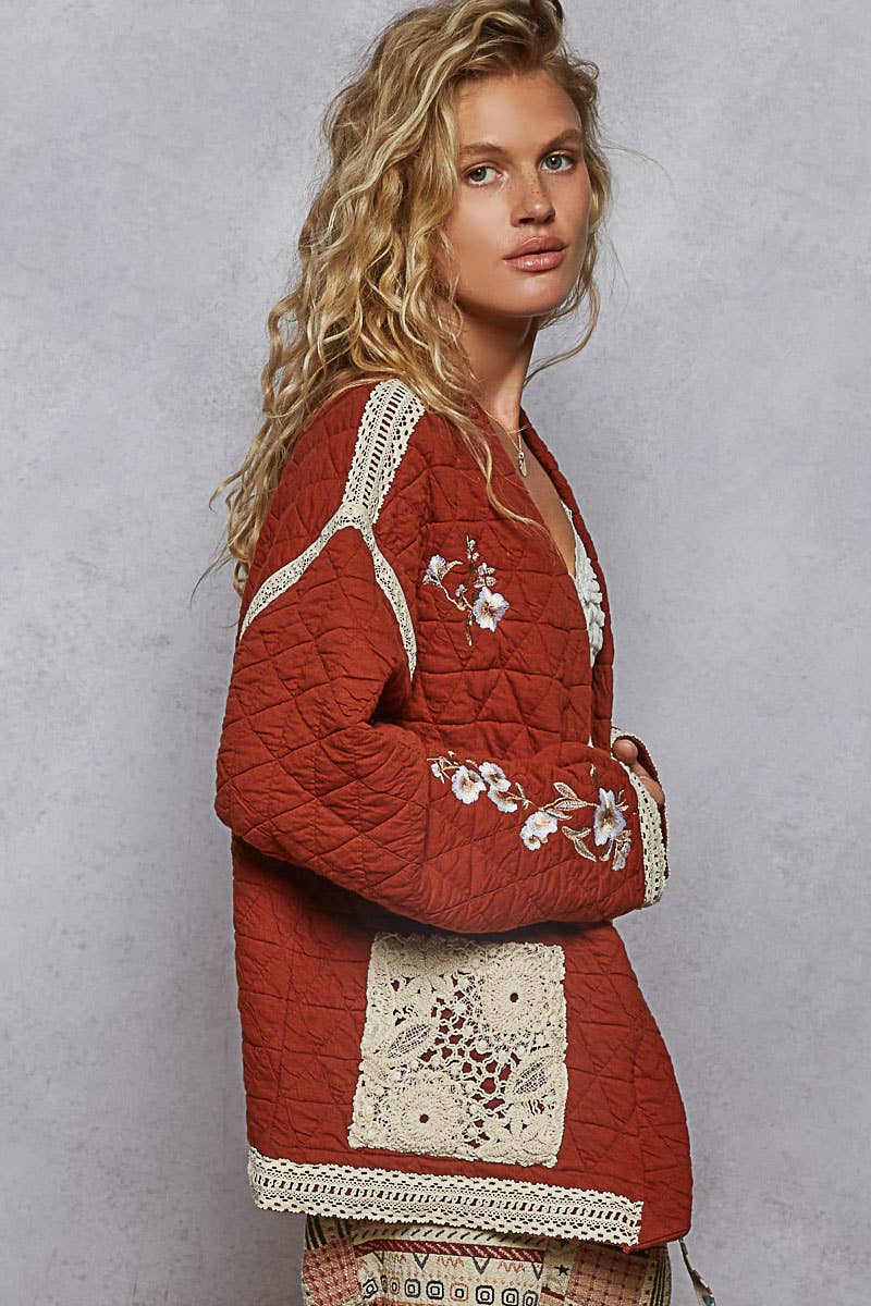 Pol Clothing - Wholesale Jacket - Women's - Embroidery Quilted Knit Jacket2