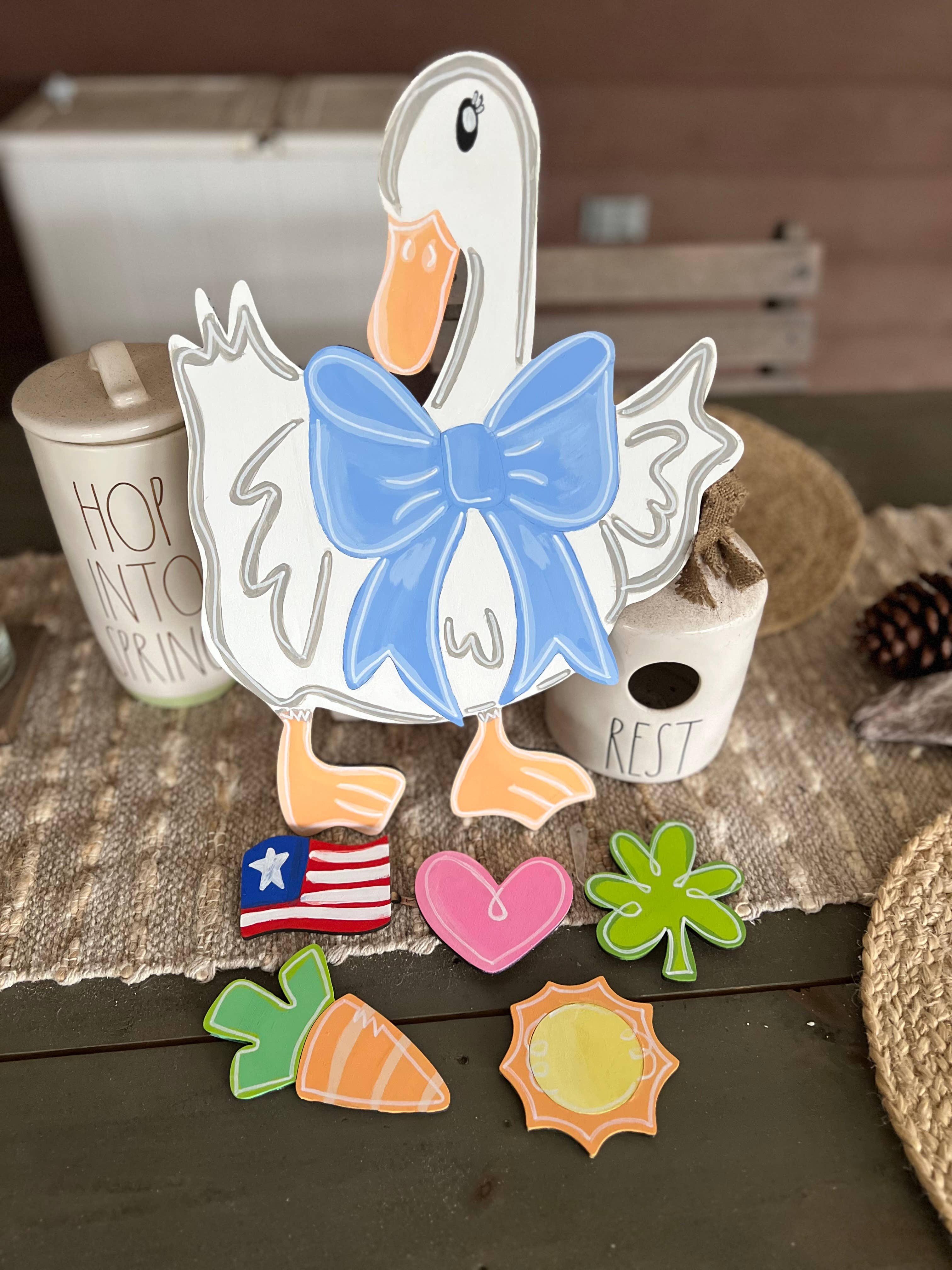 OBX Prep - Wholesale Door Hanger - Porch Goose Handmade White Birch Wooden Door Hanger ✨🪵1