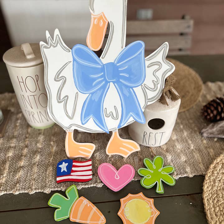 OBX Prep - Wholesale Door Hanger - Porch Goose Handmade White Birch Wooden Door Hanger ✨🪵1