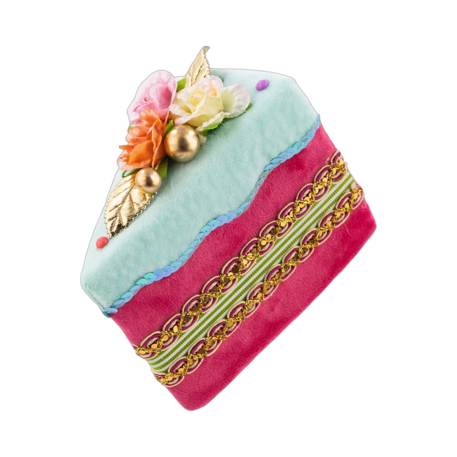 December Diamonds - Wholesale Decorative Tabletop Object - 4.5in Fuschia Cake Slice0