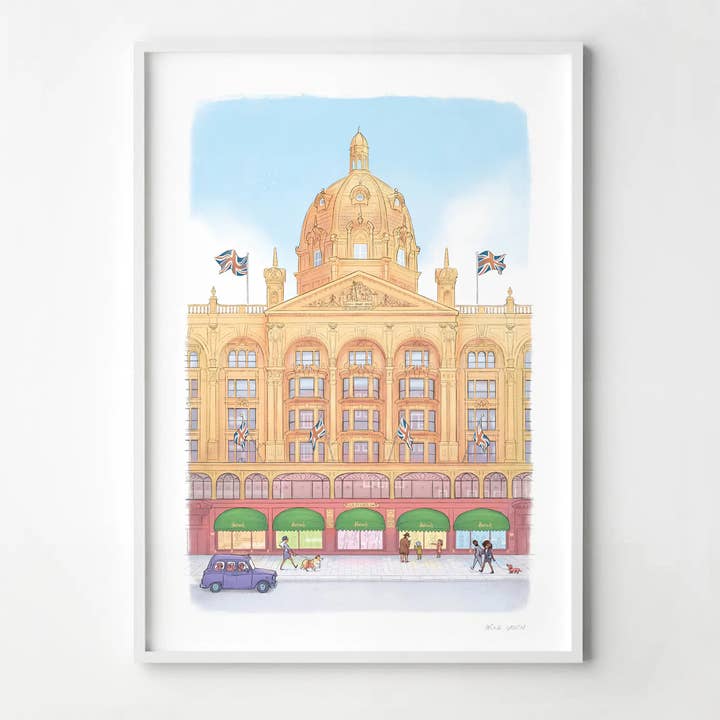 Harrods Store London Print for wholesale by Mike Green Illustration