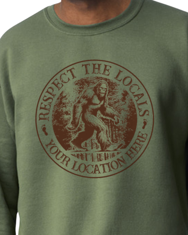 Squatchin’ Country – wholesale Grafisk T-shirt - Unisex – "Respektera lokalbefolkningen" Bigfoot T-shirt eller sweatshirt – Anpassad7
