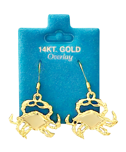 New England Gold Inc. - Wholesale Dangle Earrings - Made In USA Large Crab Dangle Earrings Gold or Silver  0