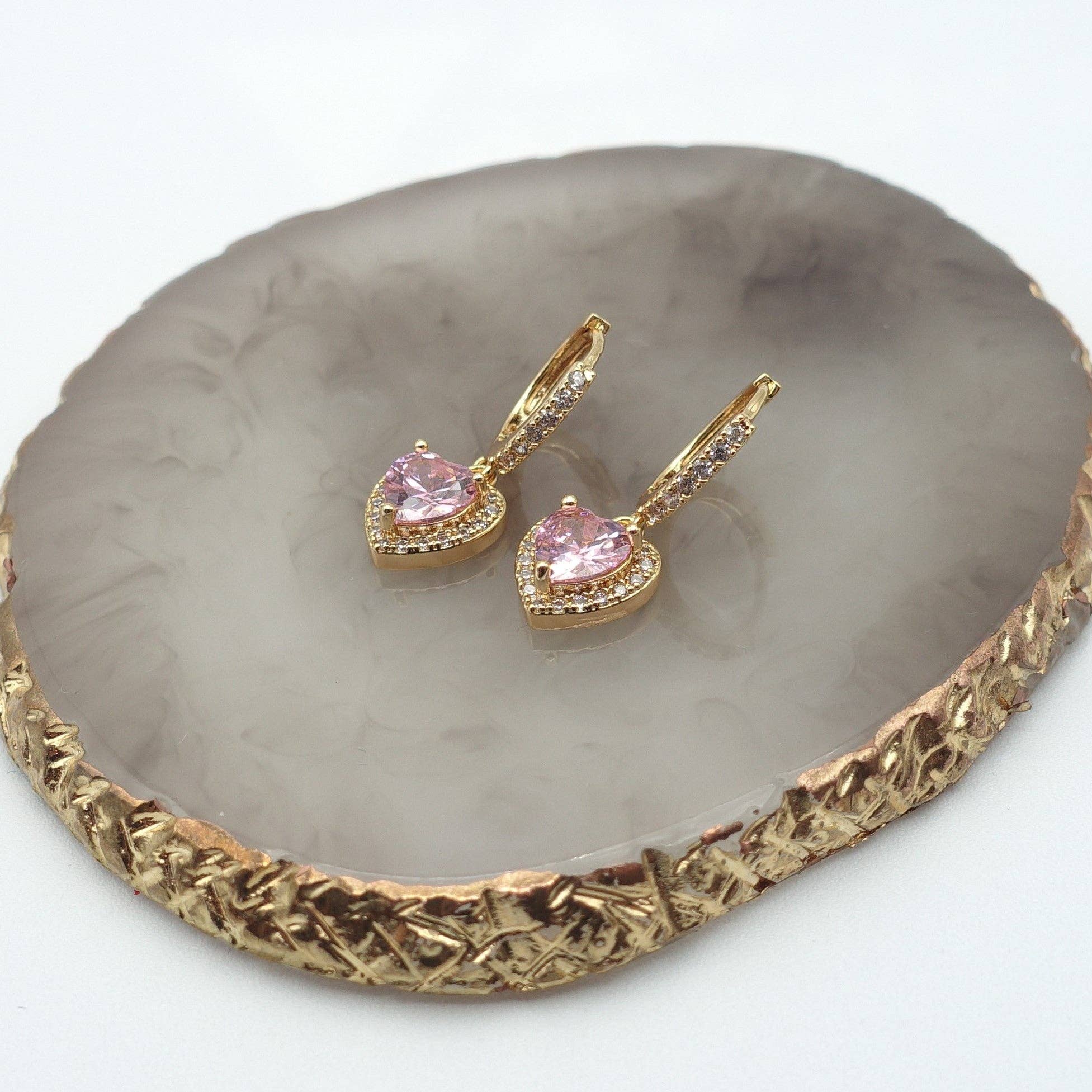 Daemon srls - Wholesale Dangle Earrings - Diana HOOPS ~ 12 colori - Orecchini a cerchio con cuore in Cubic Zirconia13