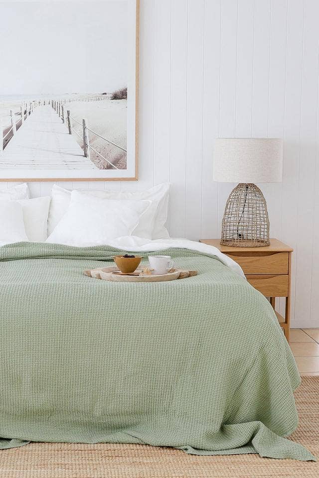 MagicLinen (We handle U.S. import procedures for you) - Vente Couvre-lit - Couverture en lin gaufré disponible en plusieurs couleurs5