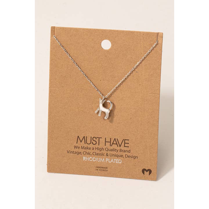 Fame Accessories - Wholesale Pendant/Charm Necklace - Gold Dipped Cat Pendant Necklace