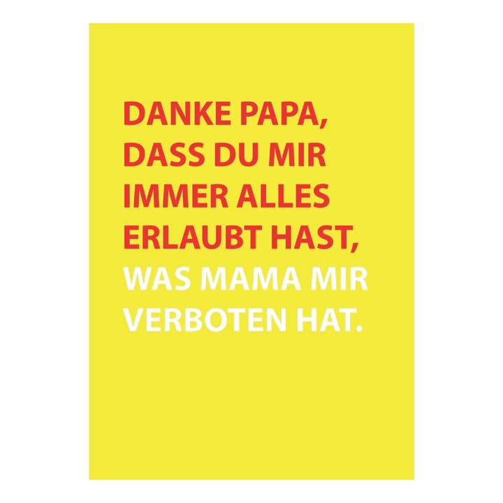 Postcard "Papa Allowed" for wholesale by Kaufhaus Mitte