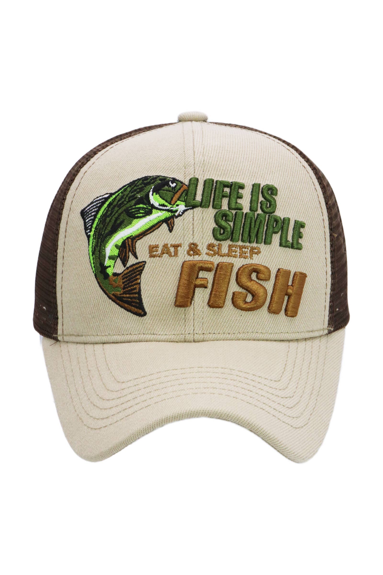Cap Zone – Großhandel Trucker-Cap – Unisex – Das Leben ist einfach: Essen & Schlafen Fisch Mesh Trucker Hut10