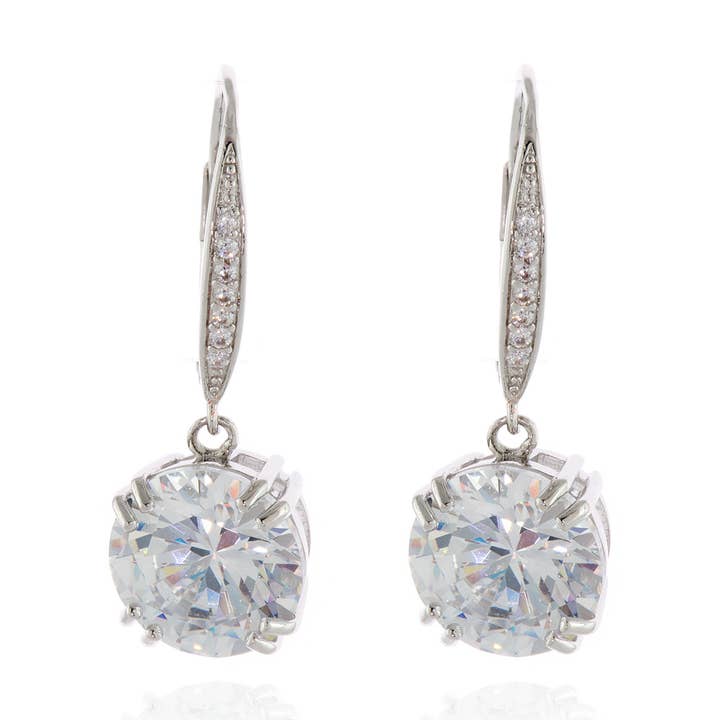Boucles d'oreilles pendantes Cachet Bailey CZ en métal rhodié pour la vente par Cachet London