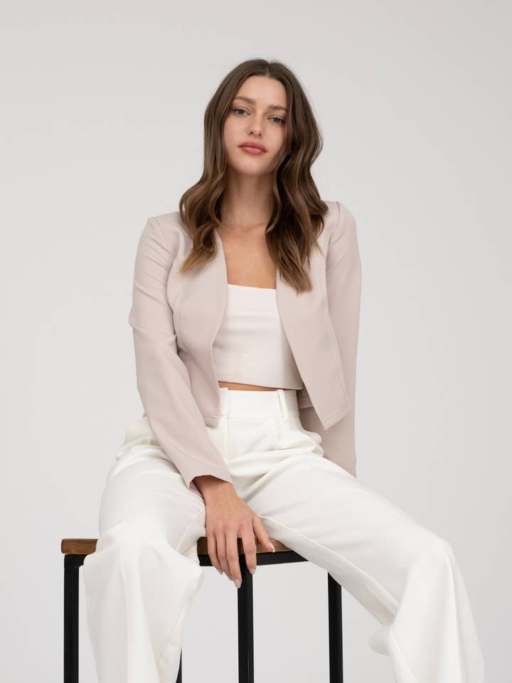 MINE - Wholesale Blazer - Women's - COLLARLESS LONG SLEEVE BLAZER