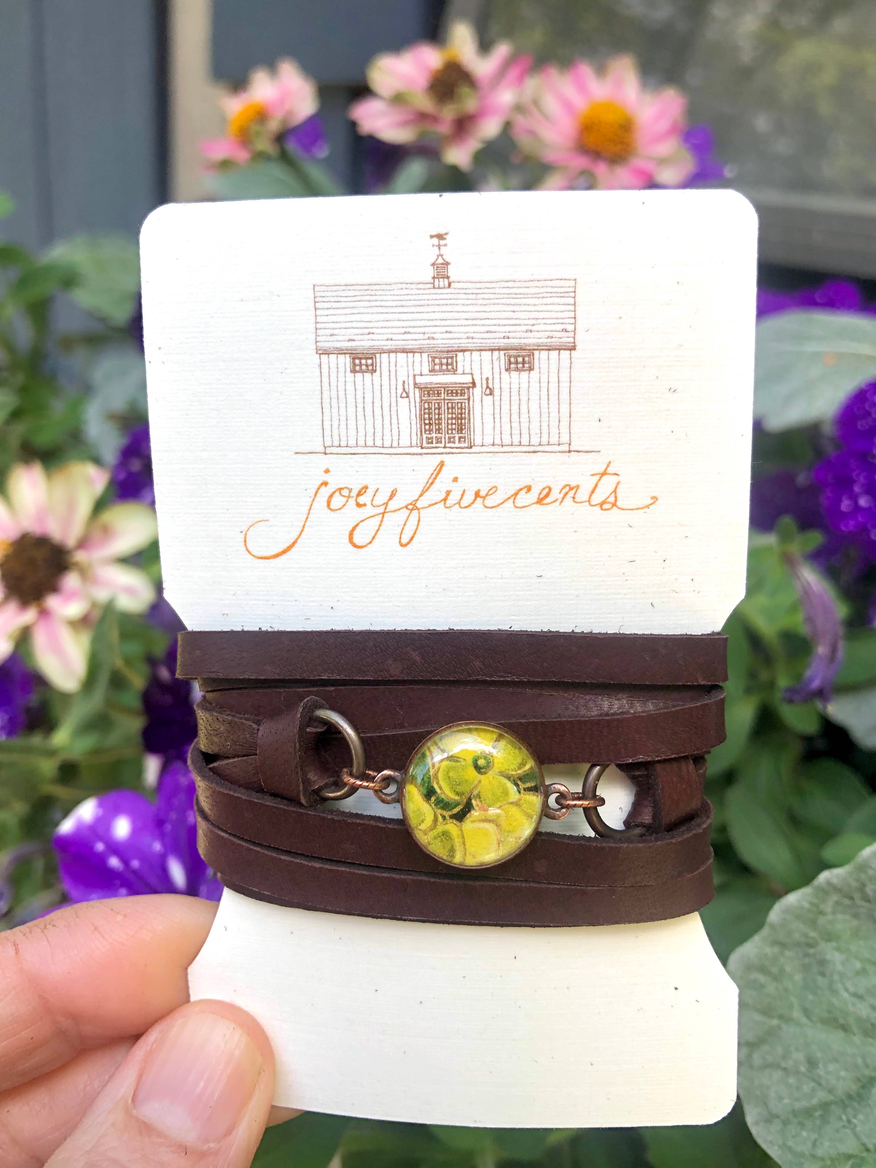 joeyfivecents - Wholesale Woven/Braided Bracelet - Leather Wrap Bracelet- color botanicals, gardening, choker8