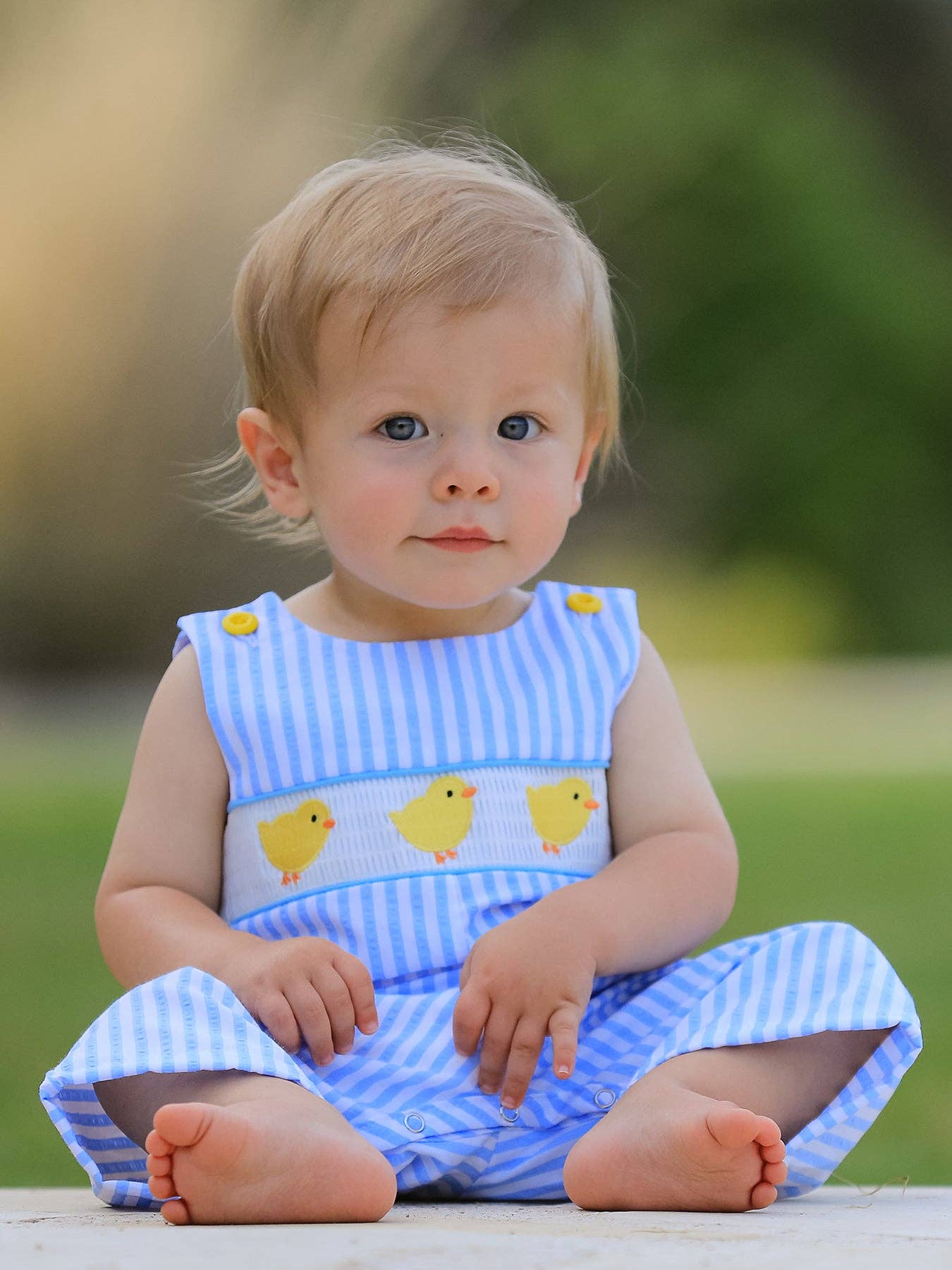 Rylee Faith Designs - Wholesale Jumpsuit - Baby - Spring and Summer Chicken Embroidery Blue Boy Romper1