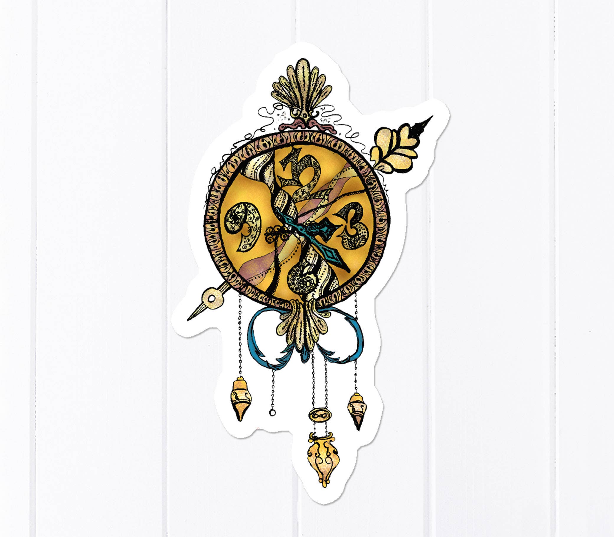 Katekreates – Engroshandel Klistermærke – Steampunk Bedstefar ur, 3“ Sticker, vintage ur0