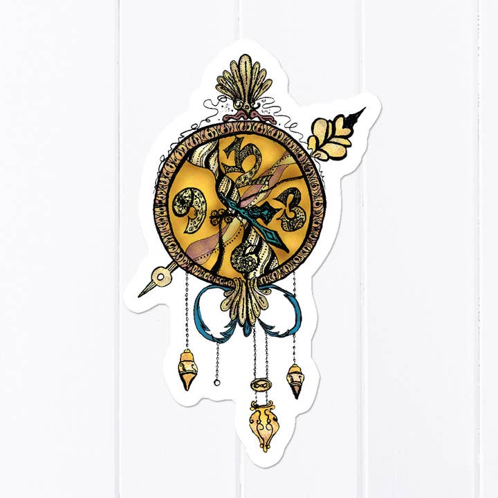 Katekreates – Engroshandel Klistermærke – Steampunk Bedstefar ur, 3“ Sticker, vintage ur