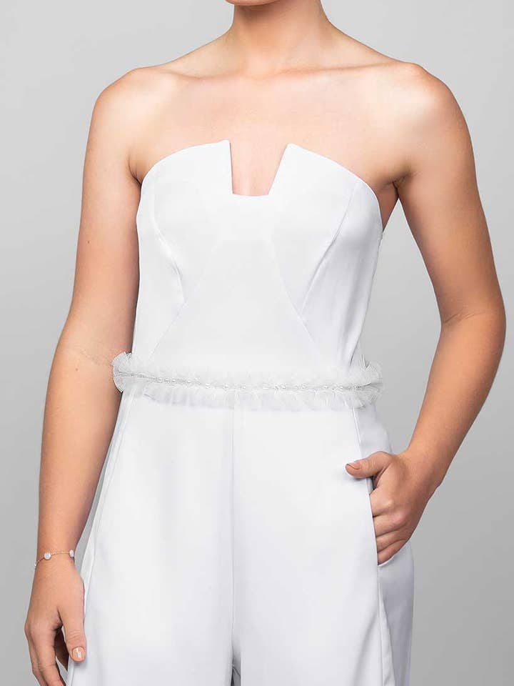 Odette Ruffle Crystal and Pearl Belt for wholesale by Ariel Taub