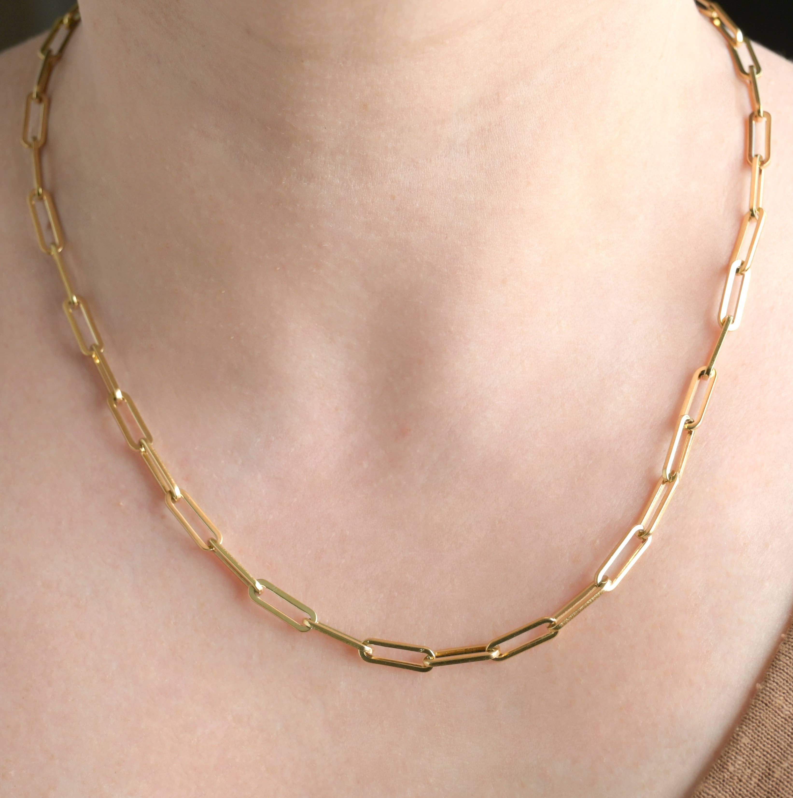 Blueyejewelry - Wholesale Link & Chain Necklace - 18k Gold Paperclip Necklace - Waterproof Link Chain Necklace2