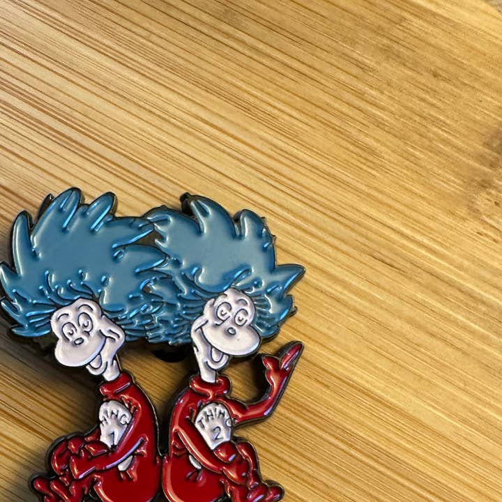 Scribble & Scroll - Wholesale Lapel Pin/Button - Thing One and Thing Two Pin - Dr. Seuss - Cat in the Hat0