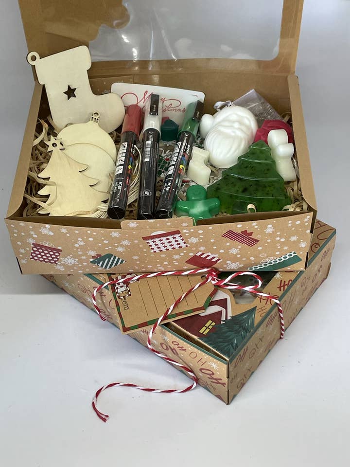 Kids Christmas Hamper Filled With Christmas Handmade Soaps for wholesale by ADRIANA'S ART - HANDMADE ARTISAN PRODUCTS
