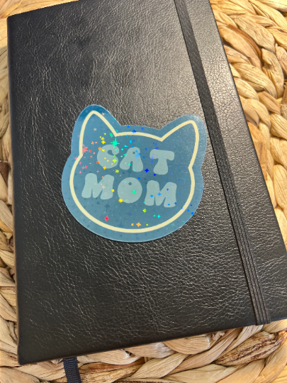 KDC Craft Shop - Wholesale Sticker - Cat Mom Sticker | Cat Dad Sticker | Holographic Cat Sticker1