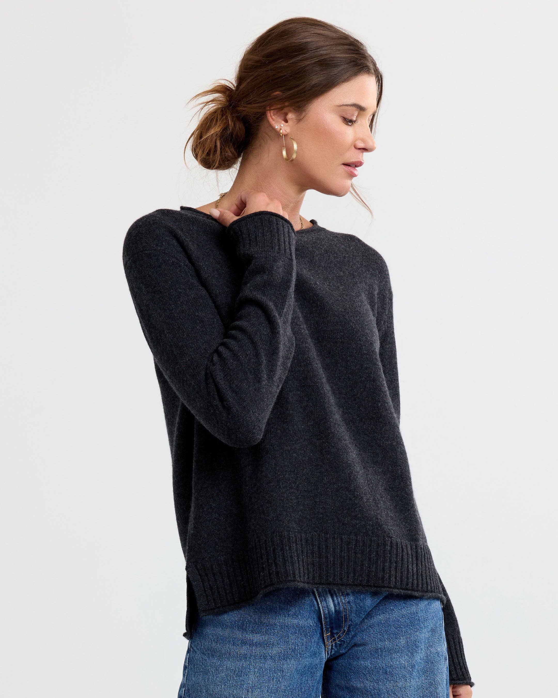 Charcoal Essential Cashmere Crew for wholesale on Faire9