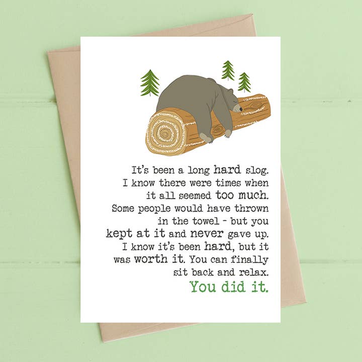 Det har været en lang og hård kamp - Opmuntringskort for engroshandel hos Dandelion Stationery