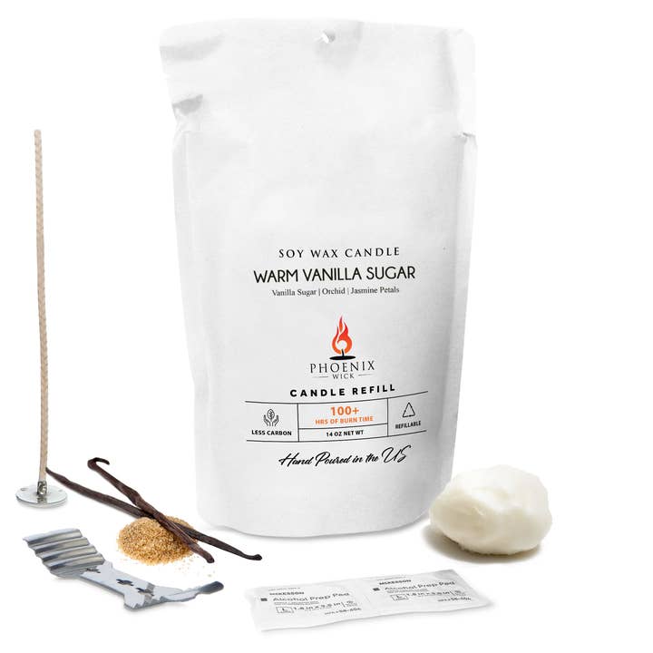 Sucre vanillé chaud - Kit de fabrication de bougies pour la vente par Phoenix Wick