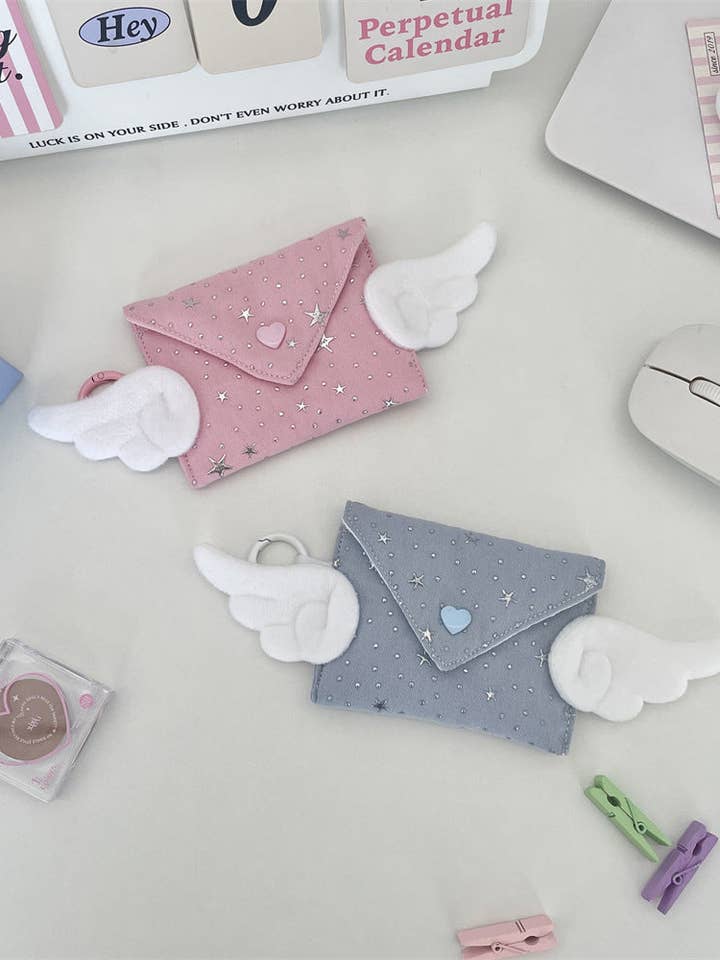 Angel Wing Star Print Card Holder for wholesale by Tickled Teal