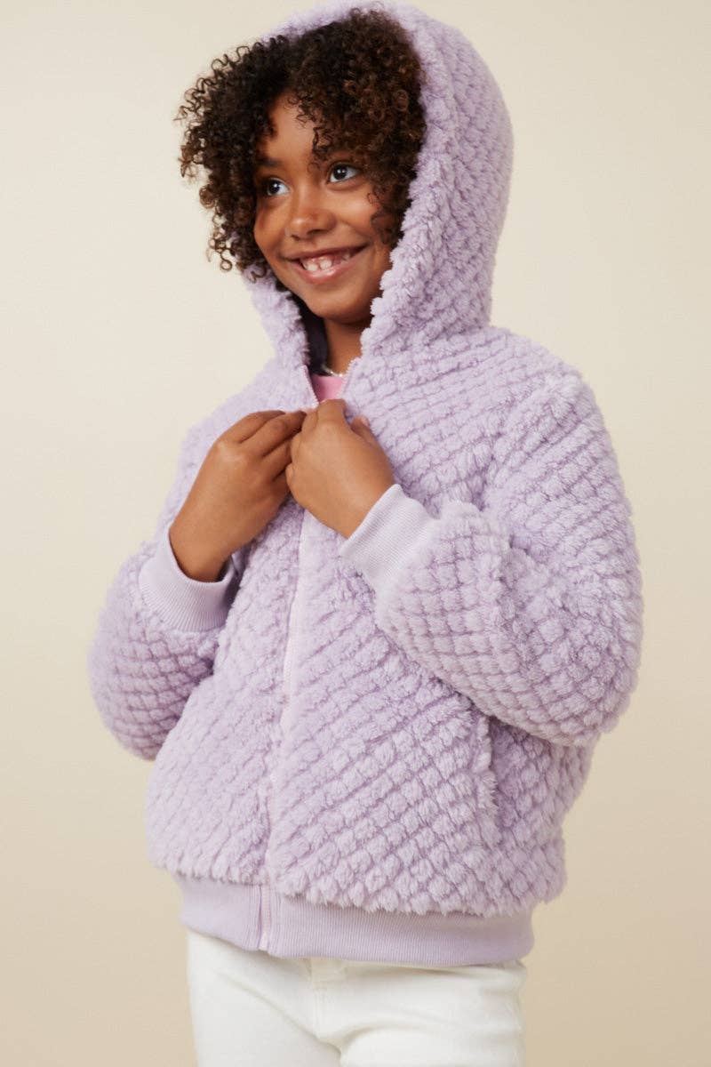 Mokka Gesteppte Plüschjacke mit Kapuze für Mädchen für den Großhandel auf Faire11