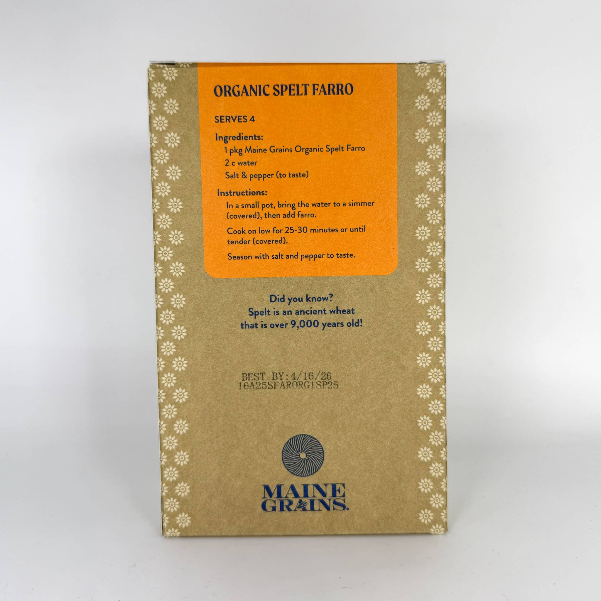 Maine Grains - Wholesale Whole Grains - Organic Spelt Farro / Case of 61