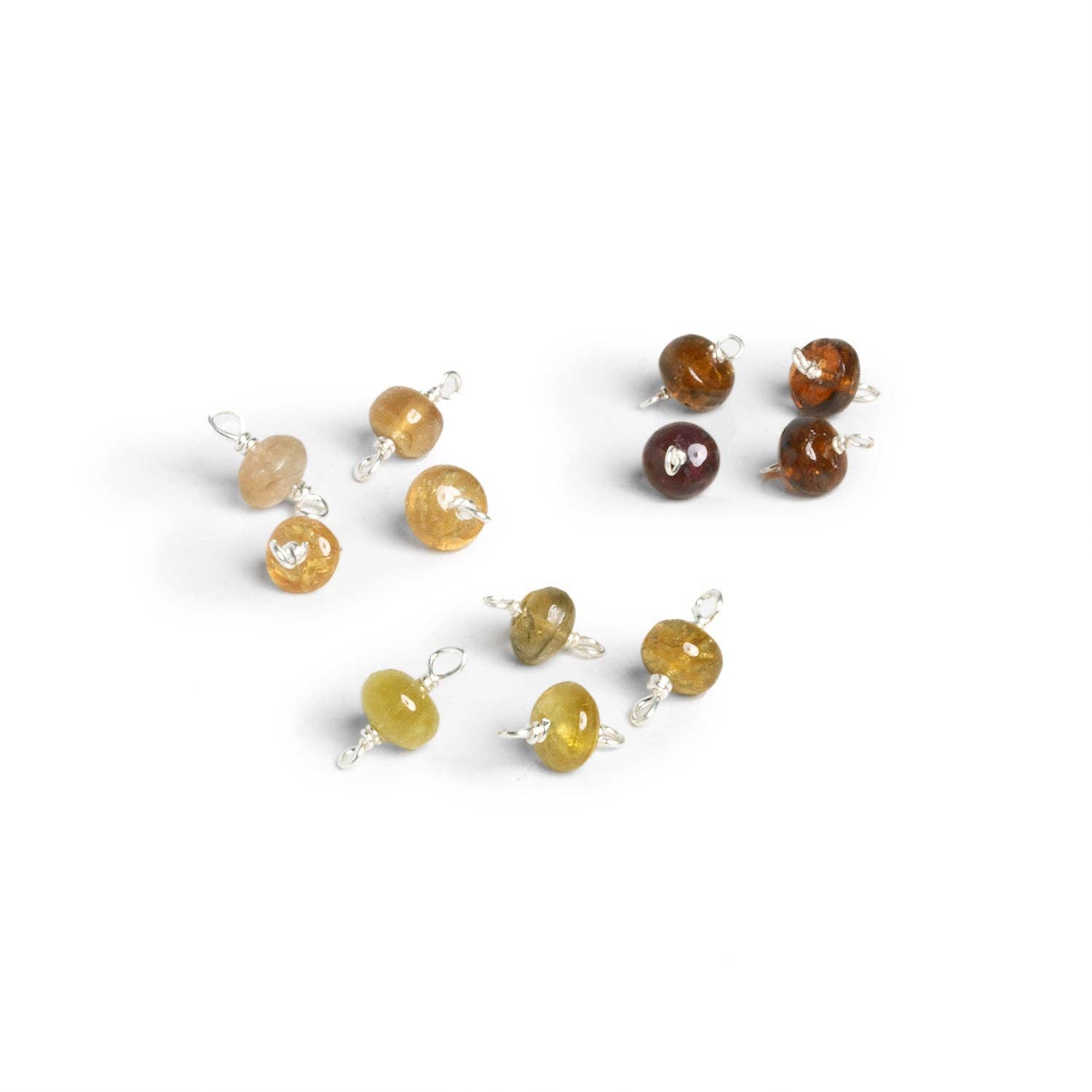 The Bead Traders – wholesale Individual charm/pendant – 5mm Yellow Tourmaline Wire-Wrapped Focal Connectors 4 Pieces0